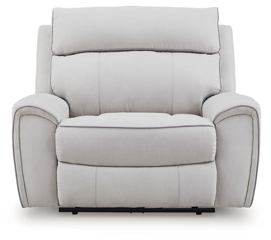 Social Pointe - Power Recliner / Adjustable Headrest - Pearl / Ash