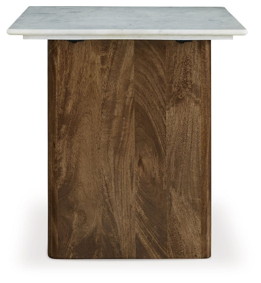 Isanti - Rectangular End Table - Light Brown / White
