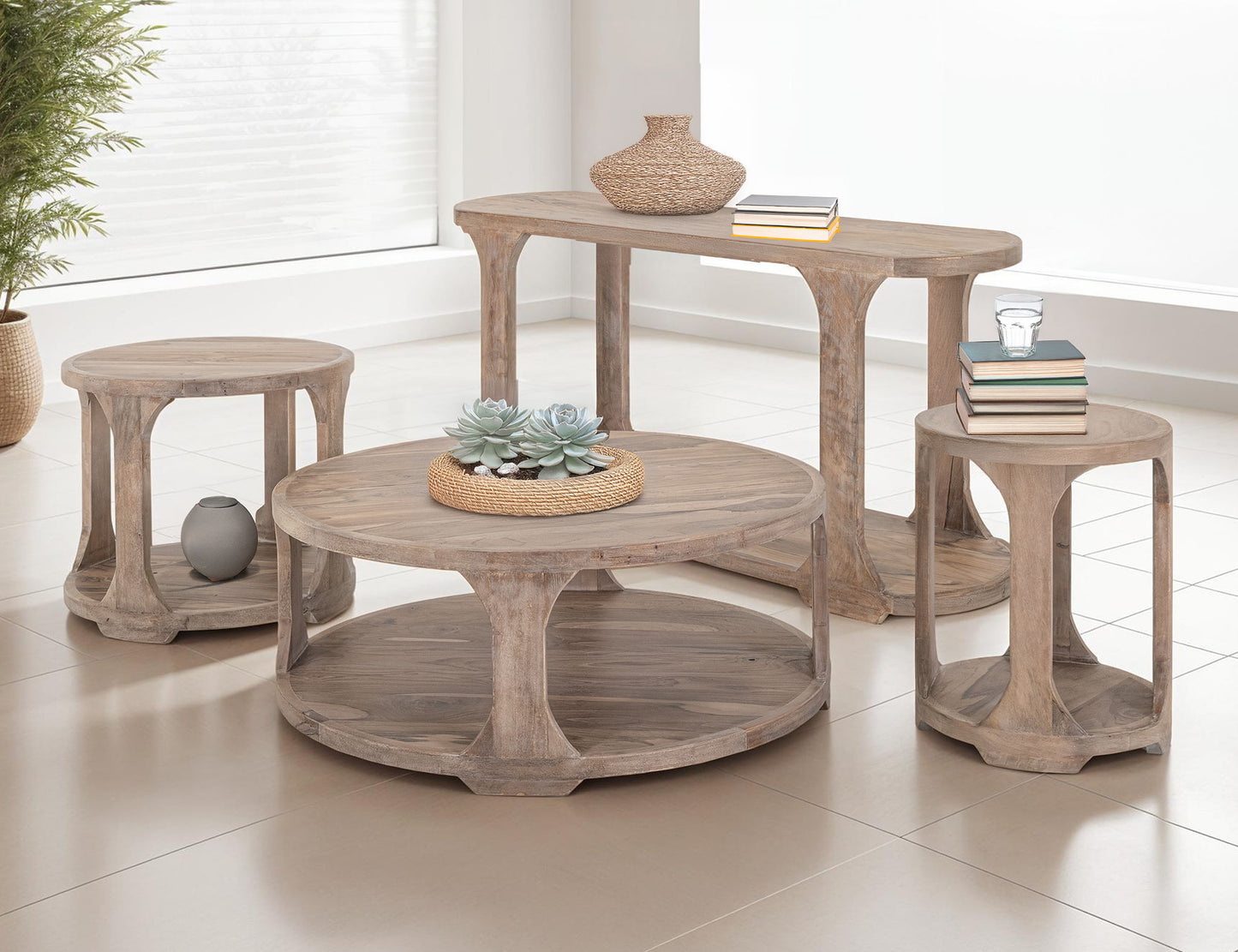 Balam - Sofa Table - Ivory White