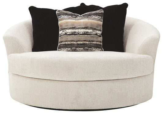 Cambri - Oversized Round Swivel Chair - Snow