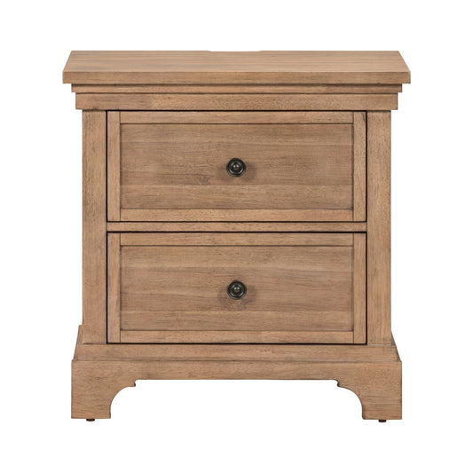 Haven Hills - Nightstand With Charging Station - Camel Beige