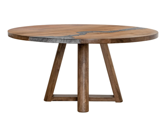 Silver - Round Wood Table Top - Brown