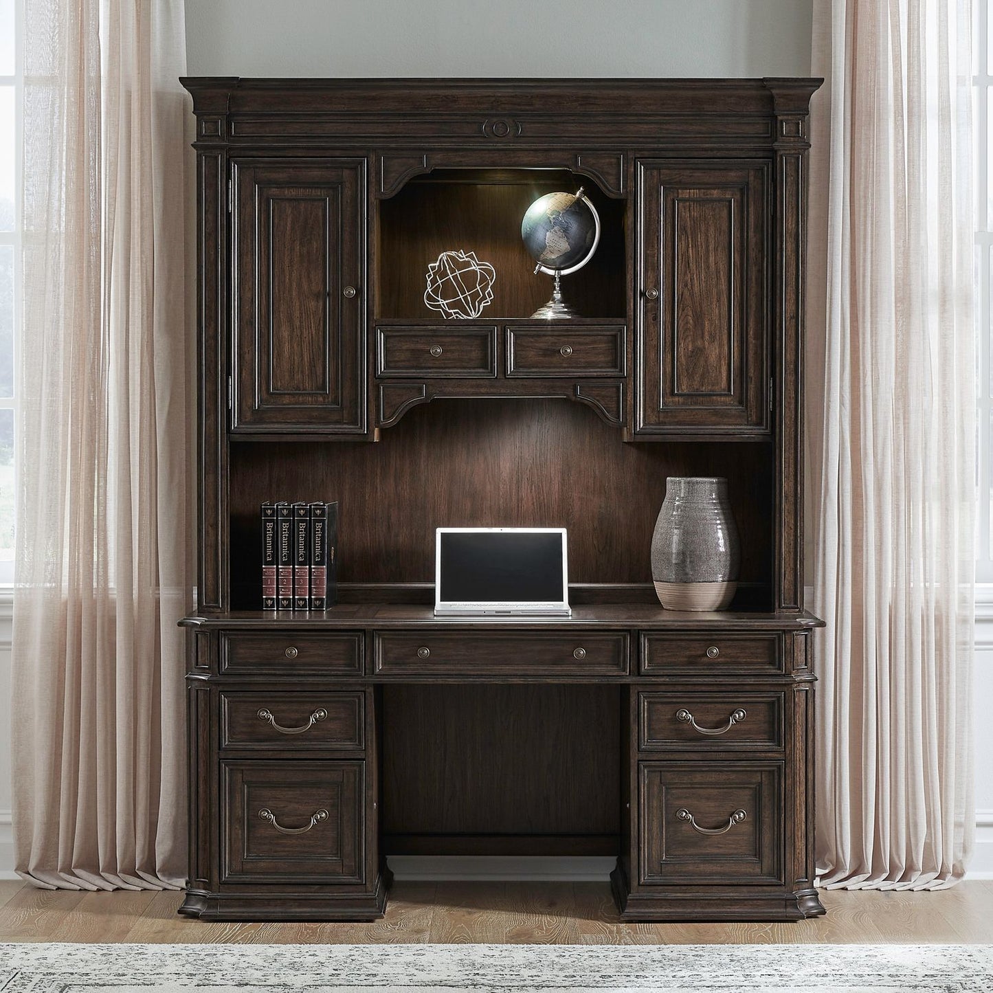 Provence Park - Jr Executive Credenza Hutch - Brown