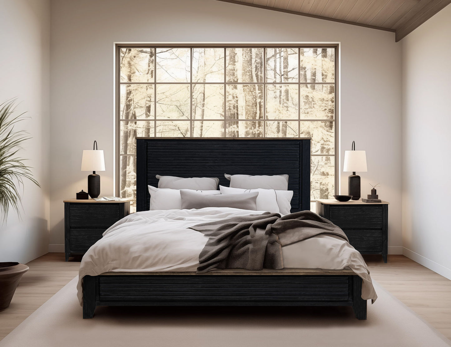 Empire - Nightstand - Satin Black / Brown
