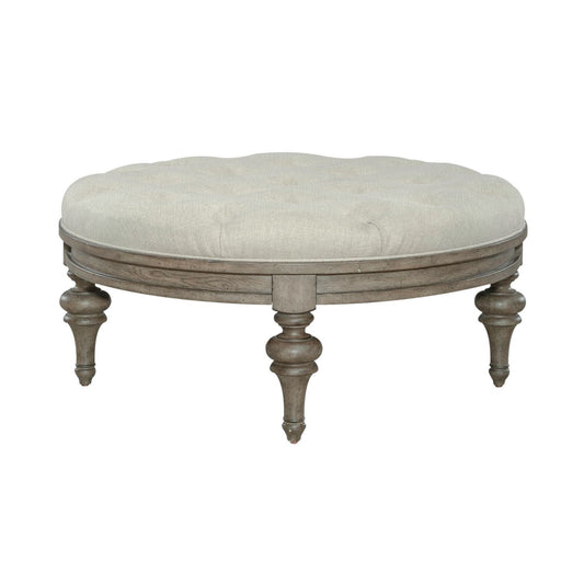 Americana Farmhouse - Round Cocktail Ottoman - Dusty Taupe