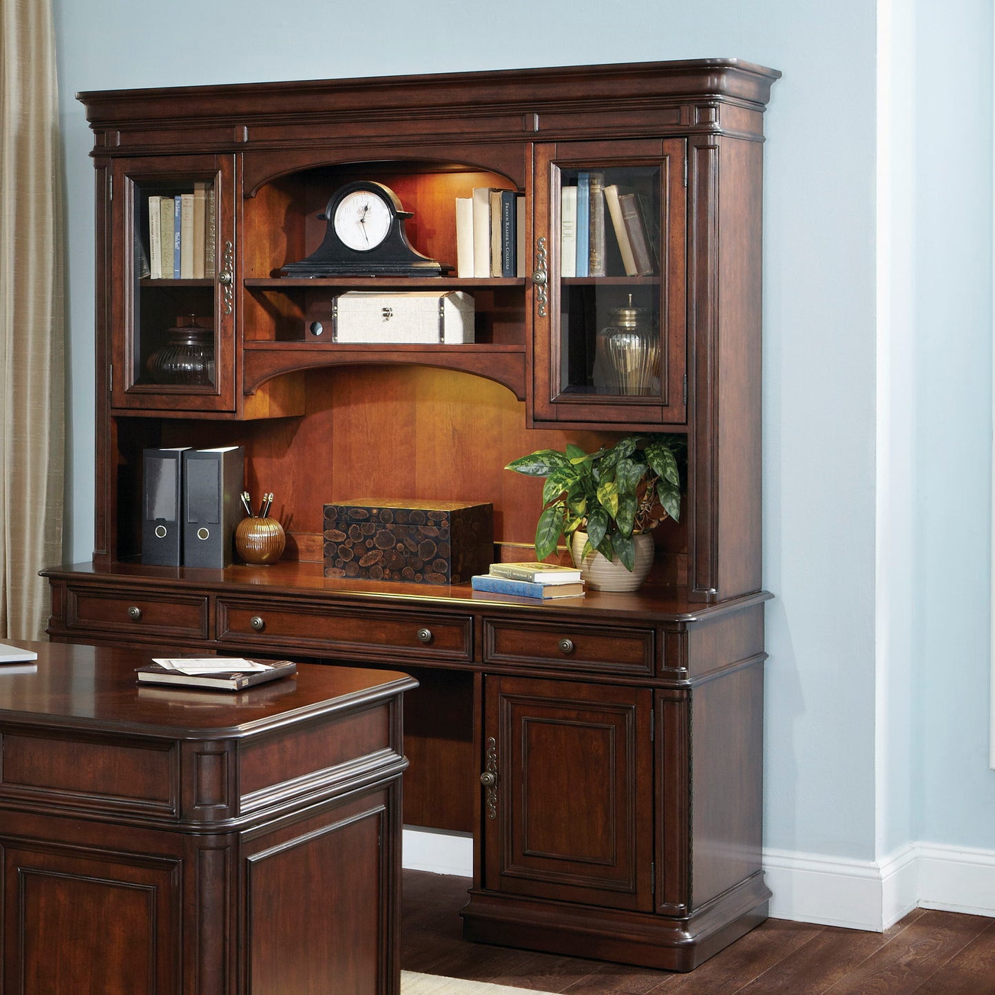 Brayton Manor - 3 Piece Jr Executive Credenza - Dark Brown