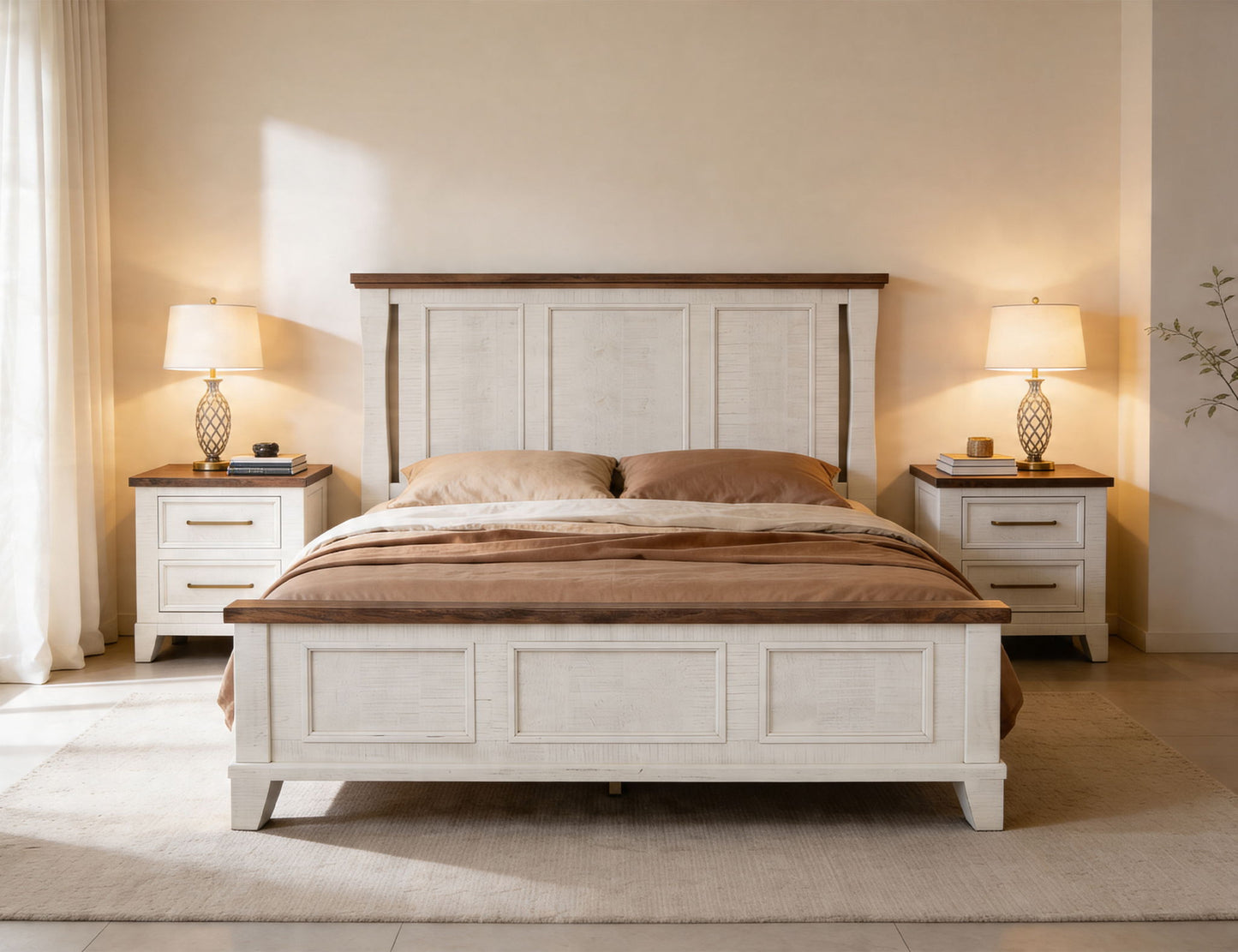 Stoa - 5/0 Queen Headboard - White / Brown