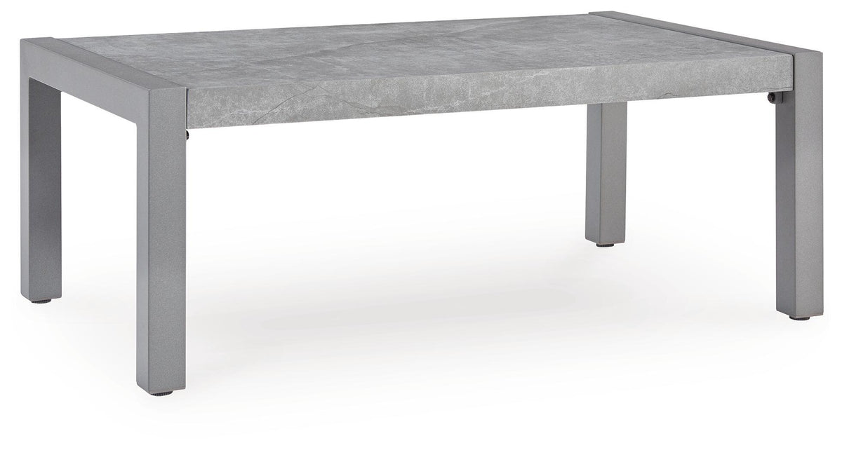 Hurley Park - 4 Pc. - Outdoor Sofa, 2 Lounge Chairs And Coffee Table - Gray