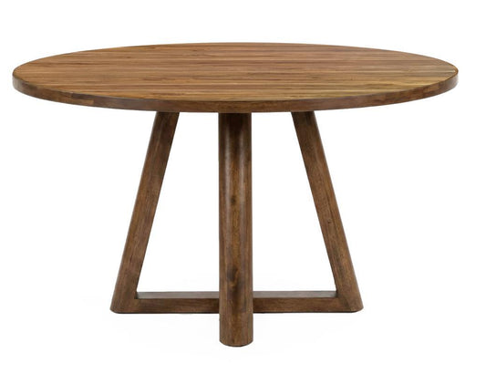 Silver - Round Dining Table - Brown