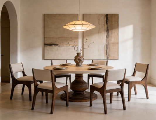 Lumiere - Round Table Base - Brown
