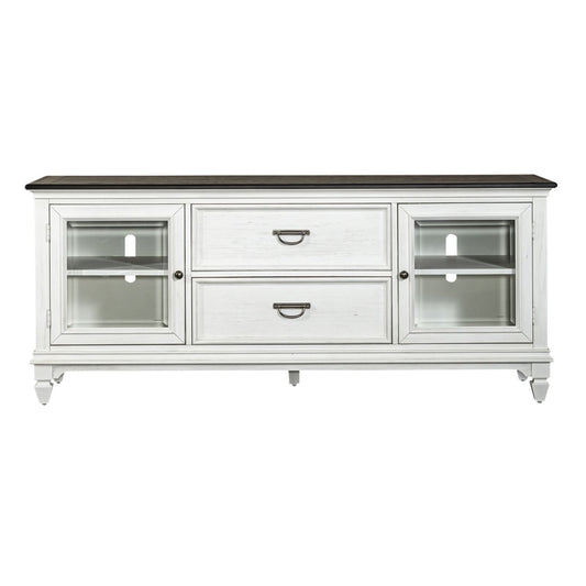 Allyson Park - Entertainment TV Stand - Wirebrushed White / Charcoal