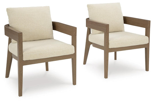 Serene Bay - Arm Chair With Cushion (Set of 2) - Dark Brown / White