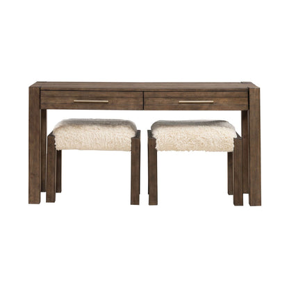 Broadmore - 3 Piece Table Set (1 Console Table 2 Console Stools) - Brown