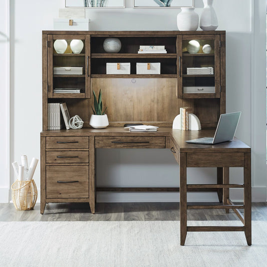 Shaker Lakes - Opt L Shaped Desk Set - Harvest Brown