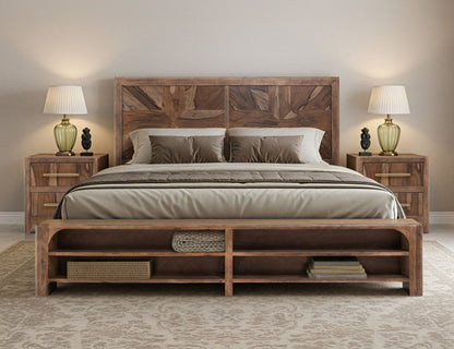 Praga - Eastern King Headboard - Almond / Barrel Brown