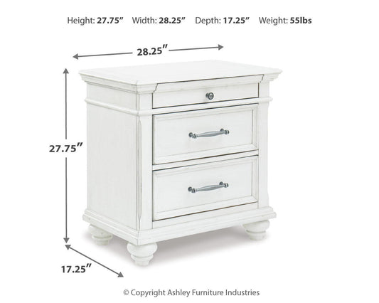 Kanwyn - Three Drawer Night Stand - Whitewash