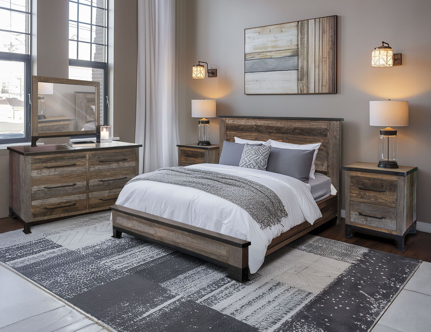 Antique - King Headboard - Gray / Brown