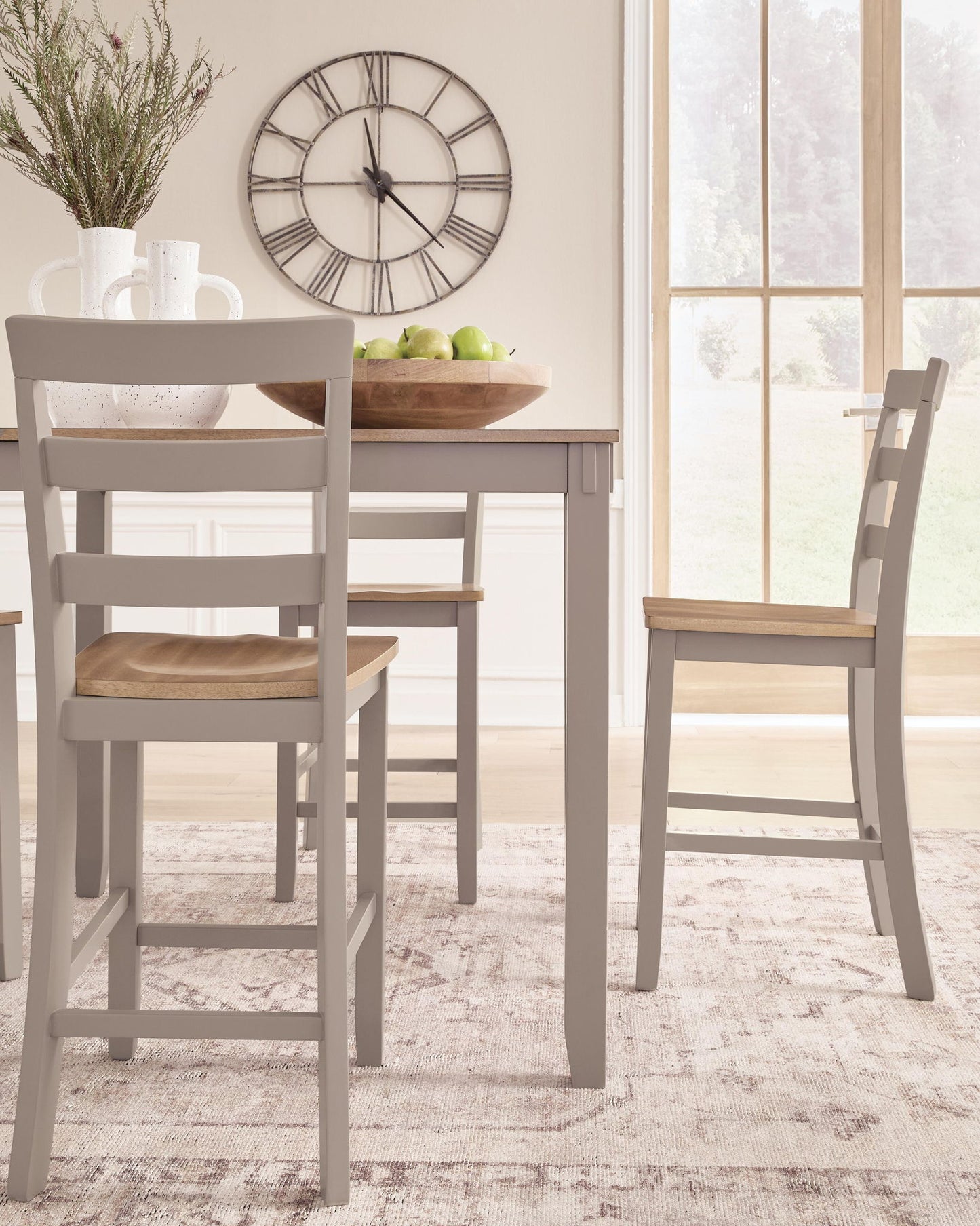 Harperfeld - Dining Room Counter Table Set (Set of 5) - Natural / Gray