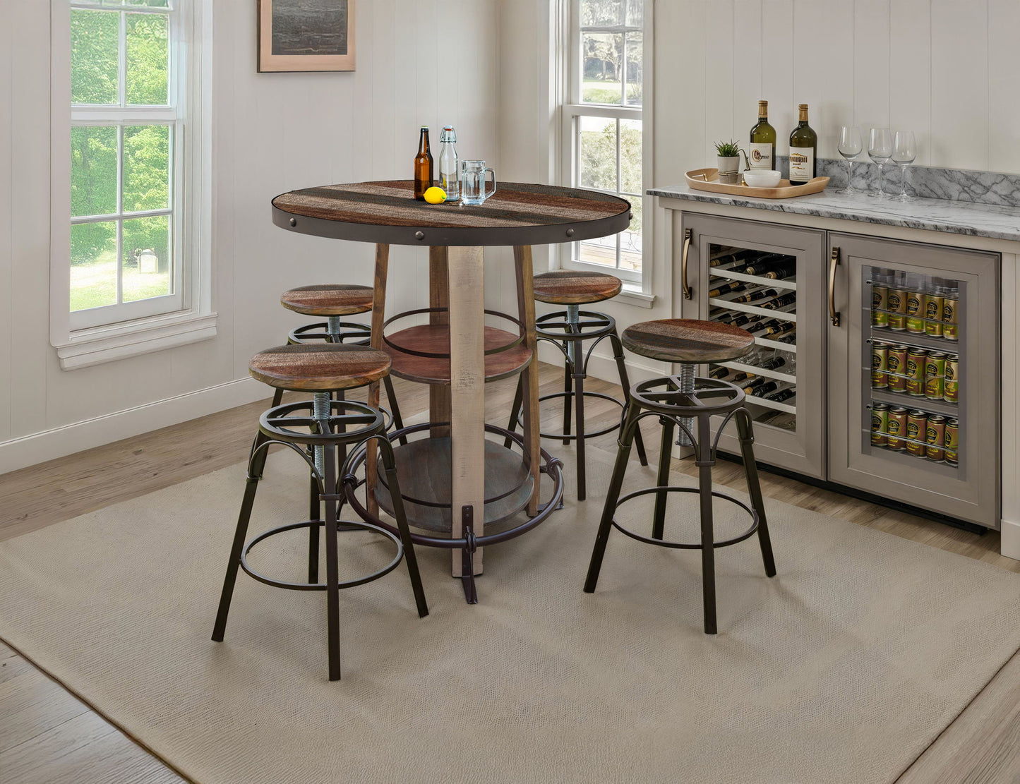 Antique - Bistro Base With Shelves - Multicolor