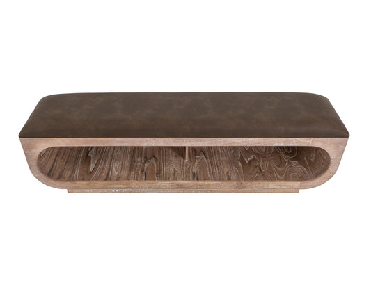 White Balam - Wooden Bench With Cushioned Seat - Ivory White