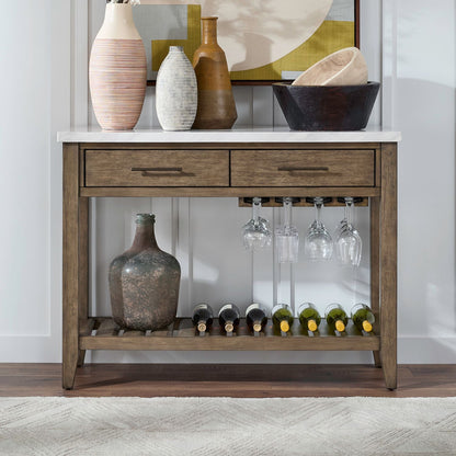 Edison - Server With Faux Marble Top - Brownstone