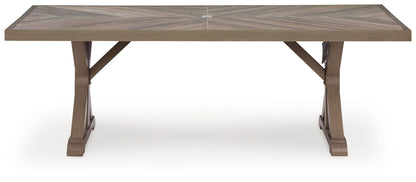 Laguna Heights - Rectangular Dining Table With Umbrella Option - Beige