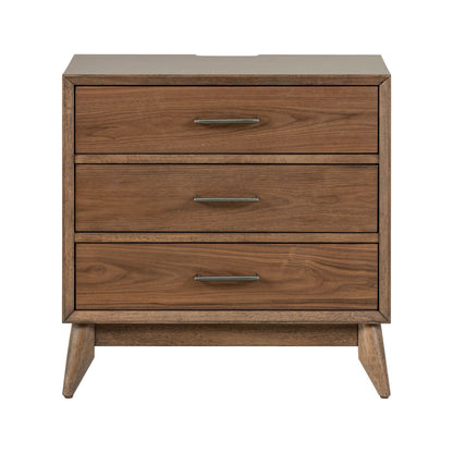 Century Modern - Nightstand With Charging Station - Light Brown