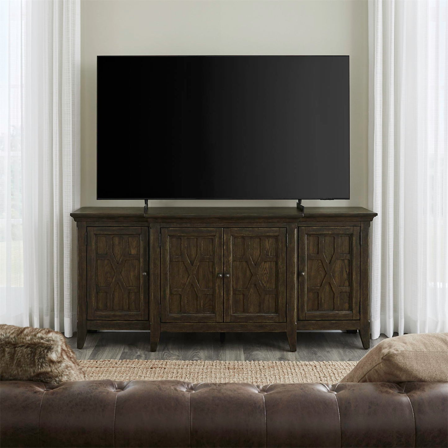 Paradise Valley - 76" TV Console - Saddle Brown