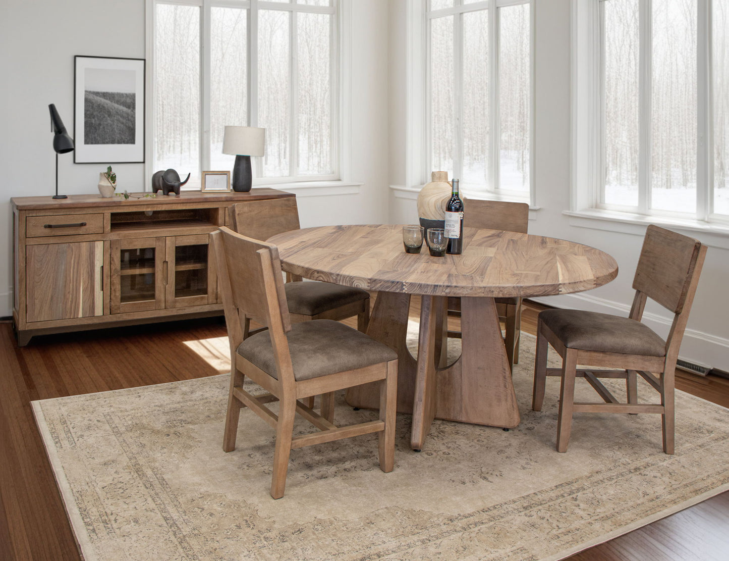 Natural Parota - Round Table Top - Brown Cappuccino