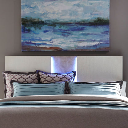Mirage - King Travertine Panel Headboard - Wirebrushed White