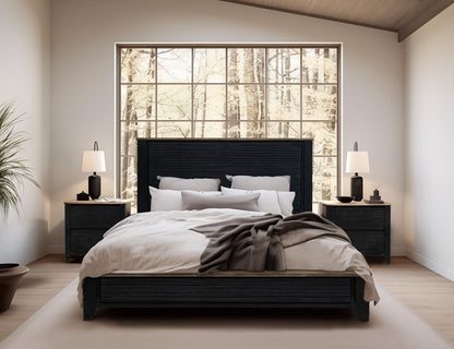 Empire - King Headboard - Satin Black / Brown