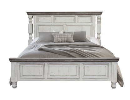 Stone - Queen Footboard & Rails - Antiqued Ivory / Weathered Gray
