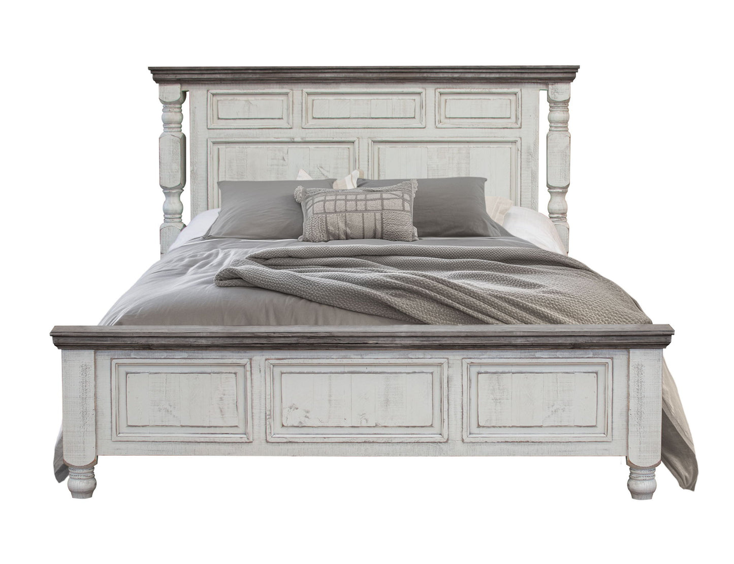 Stone - King Footboard & Rails - Antiqued Ivory / Weathered Gray