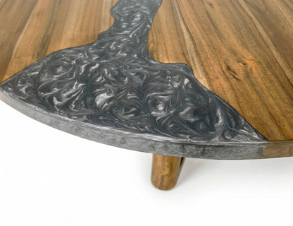 Silver - Round Wood Table Top - Brown