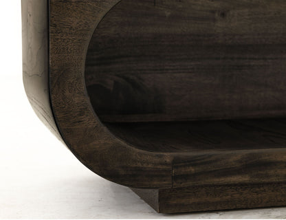 Balam - Wooden Bench With Fabric Cushioned Seat - Oil Black