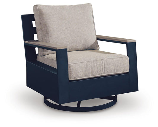 East Beach - Swivel Glider Chair With Cushion - Blue