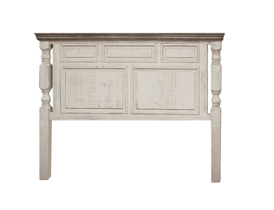 Stone - King Headboard - Antiqued Ivory / Weathered Gray