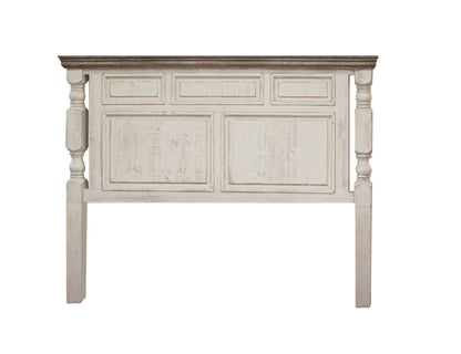 Stone - Queen Headboard - Antiqued Ivory / Weathered Gray