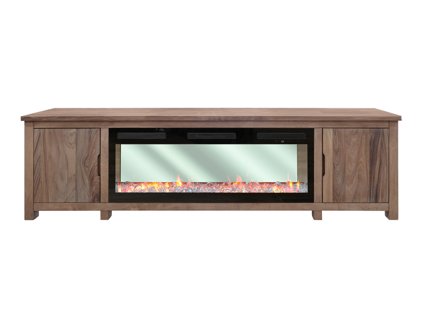 Natural Parota - Electric Fireplace - Brown Cappuccino